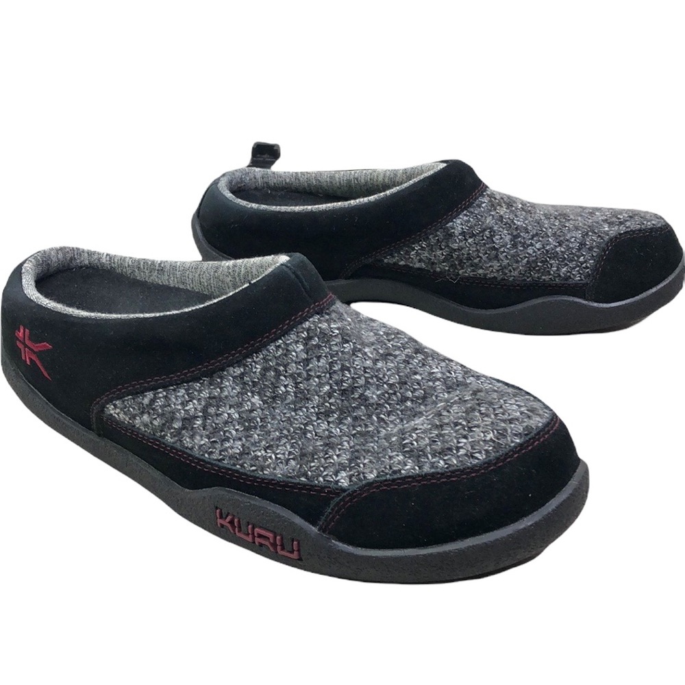 Kuru womens draft slip on gray knit slippers comfort shoes size 10